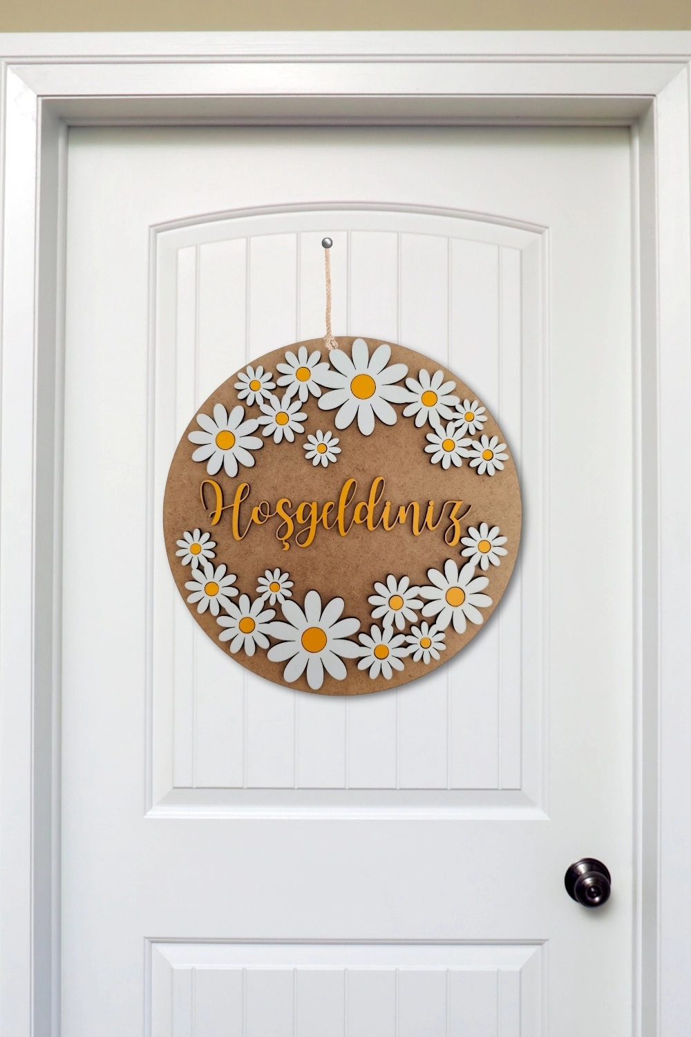 Dekoratif Haşgeldiniz Papatya Motifli Desenli Kapı ve Duvar Süsü