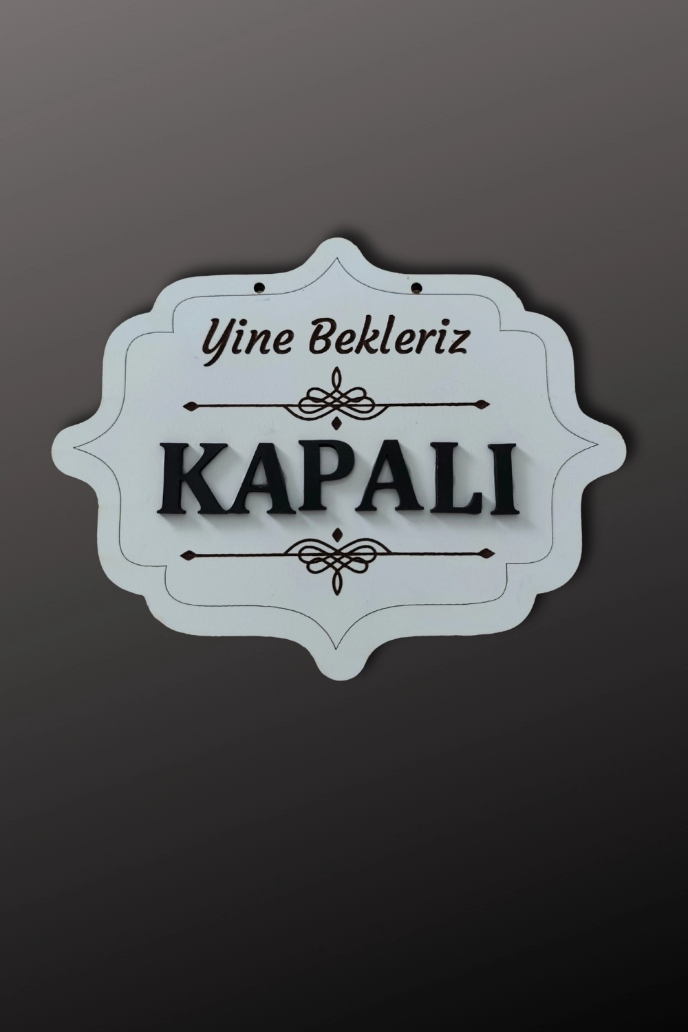 Ahşap Dekoratif Kesim Açık-Kapalı Yazısı - Beyaz