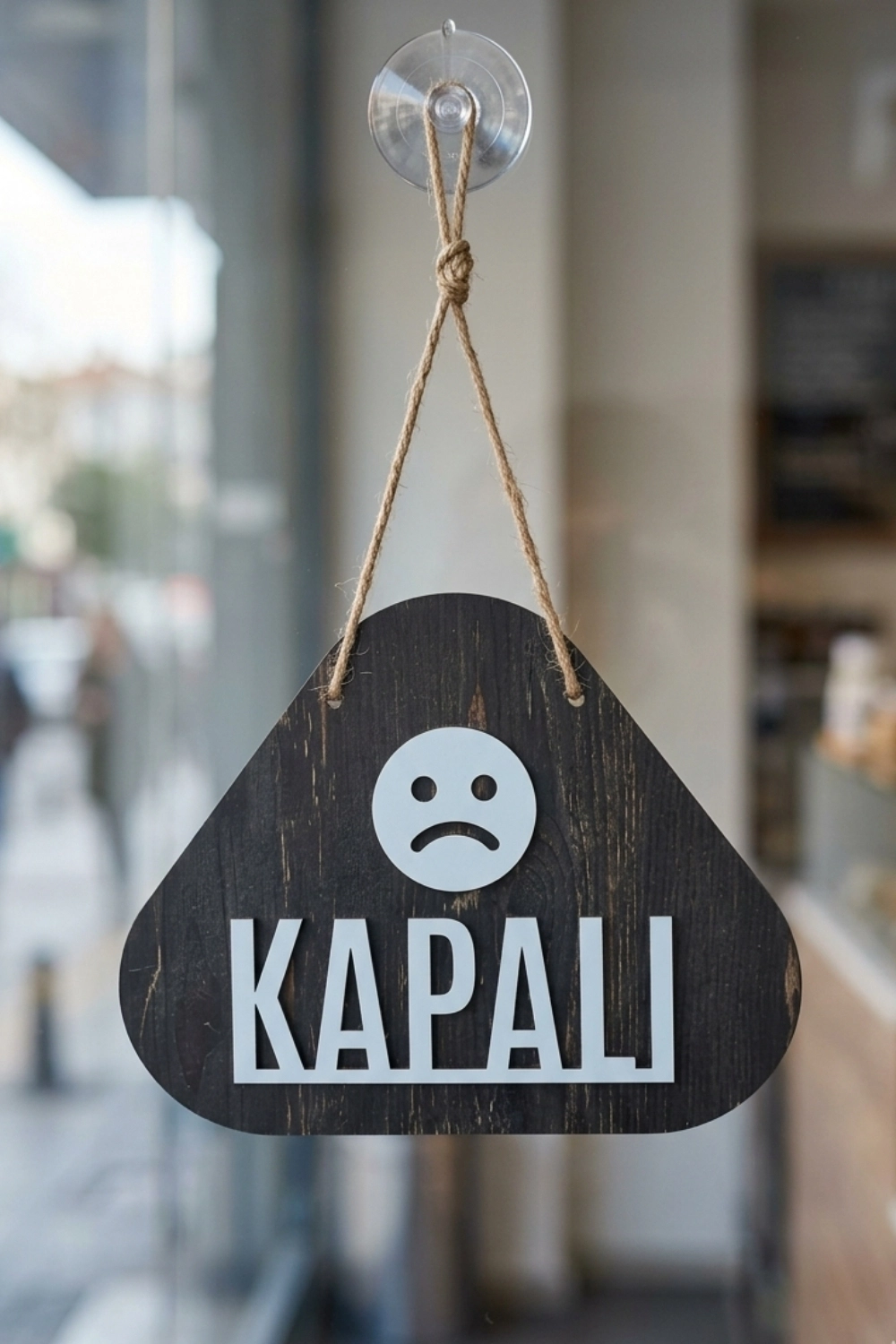 Ahşap Lazer Kesim Emoji Figürlü Açık-Kapalı Tabelası - Rebap Ahşap