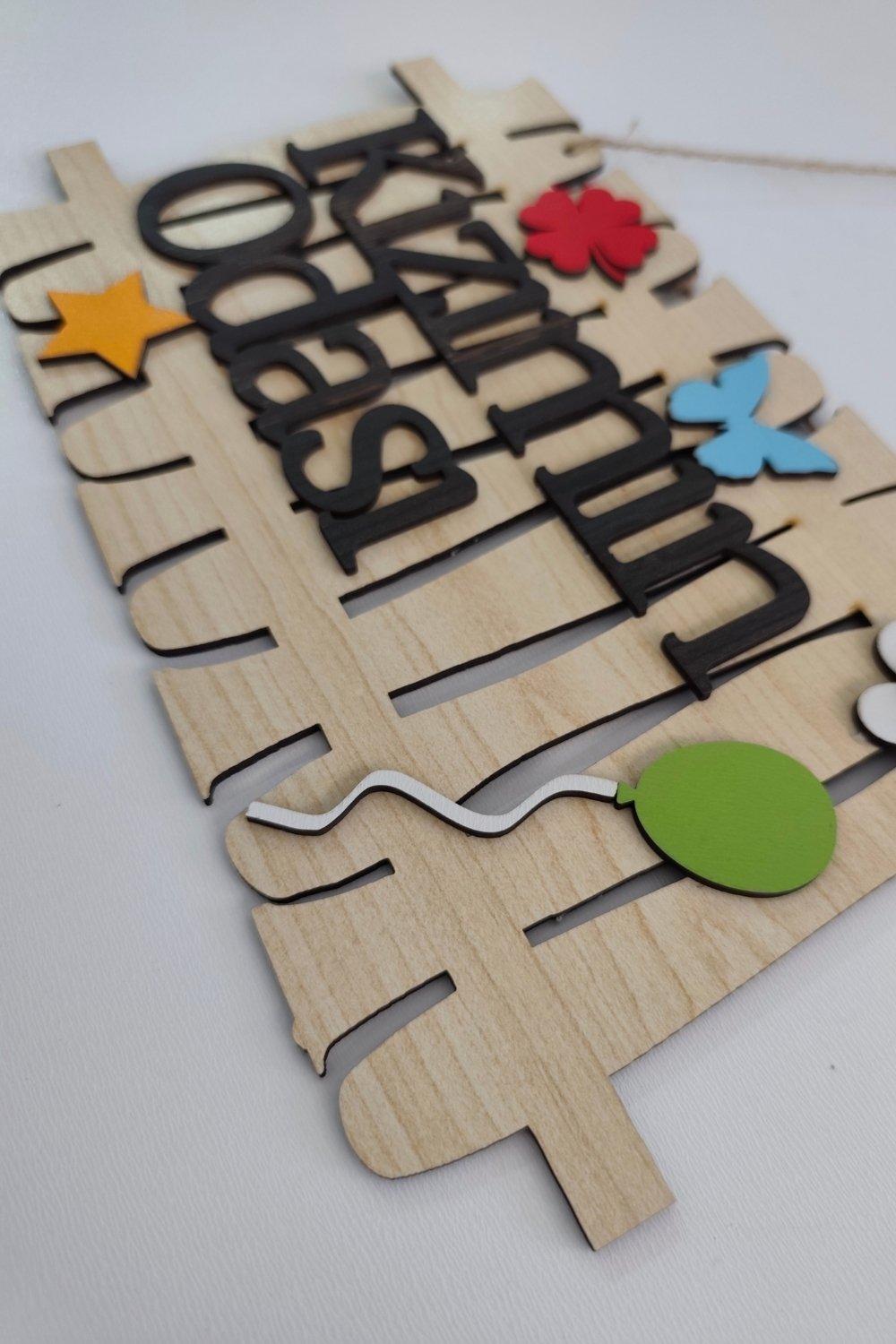 Kızımın Odası Yazılı Bahçe Çit Figürlü Mdf Lazer Kesim Kapı ve Duvar Süsü - Akçaağaç Ahşap