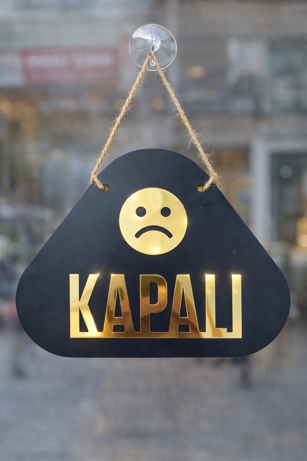 Ahşap Üzeri Gold Aynalı Pleksi Emoji Figürlü Açık-Kapalı Tabelası