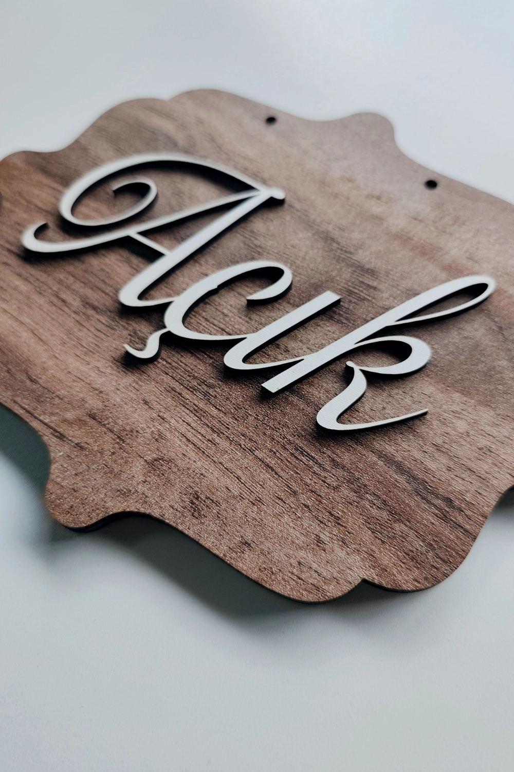 Ahşap Dekoratif Kesim Hattat Fontlu Açık-Kapalı Yazısı