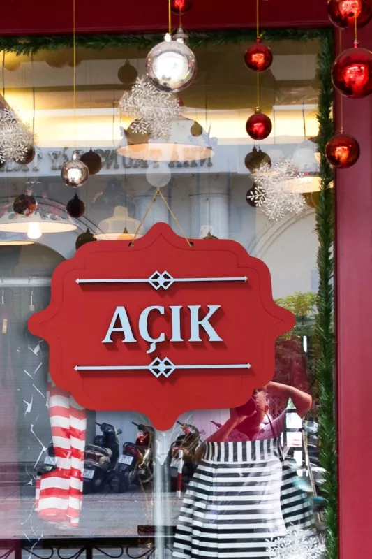 Ahşap Dekoratif Kesim Açık-Kapalı Yazısı -Kırmızı