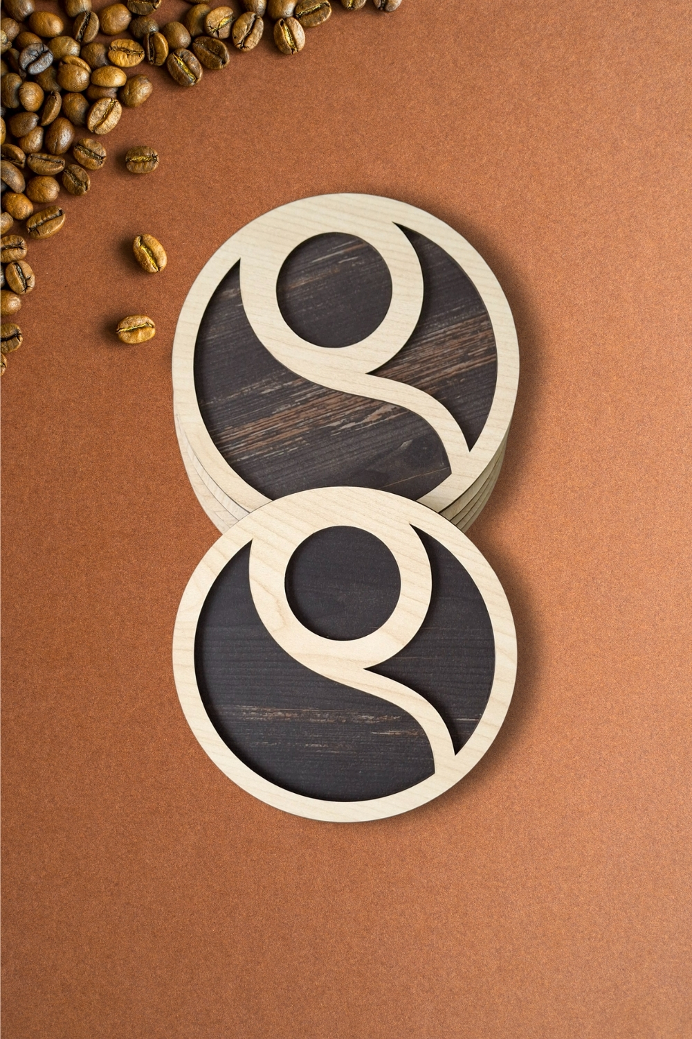 Kutaydan 6 Parça Ahşap Lazer Kesim Bardak ve Kahve Altlığı