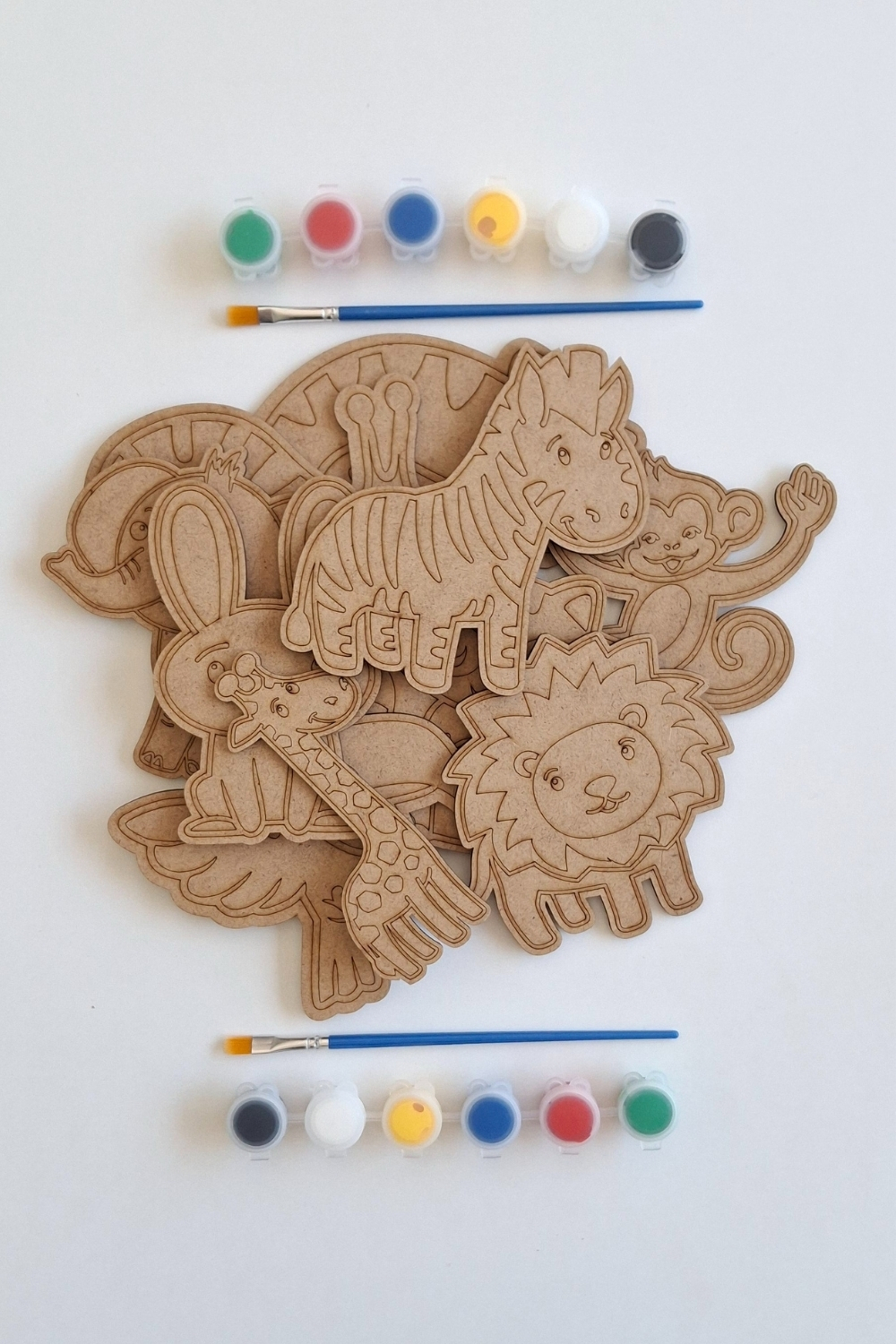 Boya, Eğlen, Keşfet - Çocuklar İçin Eğitici Safari 11 Parça Ahşap Boyama Seti