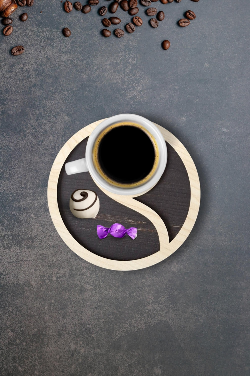 Kutaydan 6 Parça Ahşap Lazer Kesim Bardak ve Kahve Altlığı