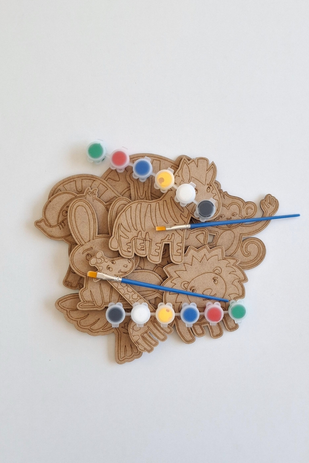 Boya, Eğlen, Keşfet - Çocuklar İçin Eğitici Safari 11 Parça Ahşap Boyama Seti