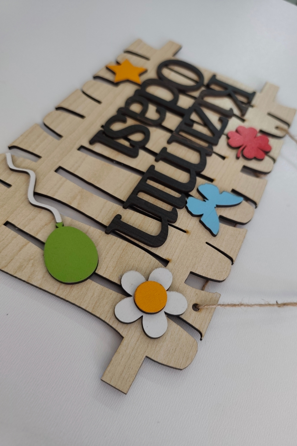 Kızımın Odası Yazılı Bahçe Çit Figürlü Mdf Lazer Kesim Kapı ve Duvar Süsü - Akçaağaç Ahşap