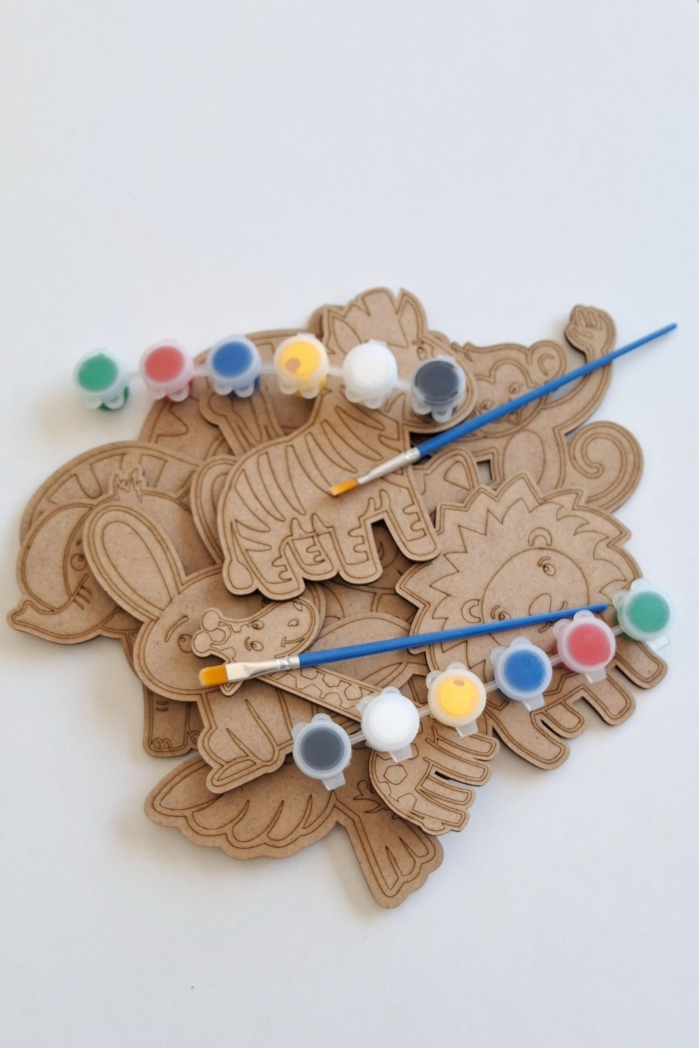 Boya, Eğlen, Keşfet - Çocuklar İçin Eğitici Safari 11 Parça Ahşap Boyama Seti