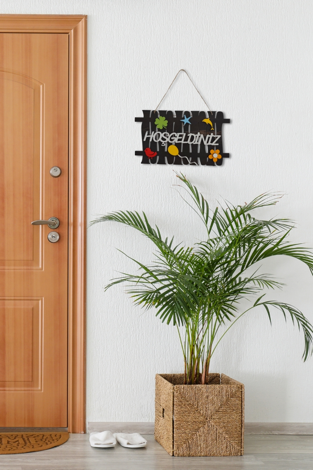 Hoşgeldiniz Yazılı Bahçe Çiti Mdf Lazer Kesim Kapı ve Duvar Süsü - Rebap Ahşap