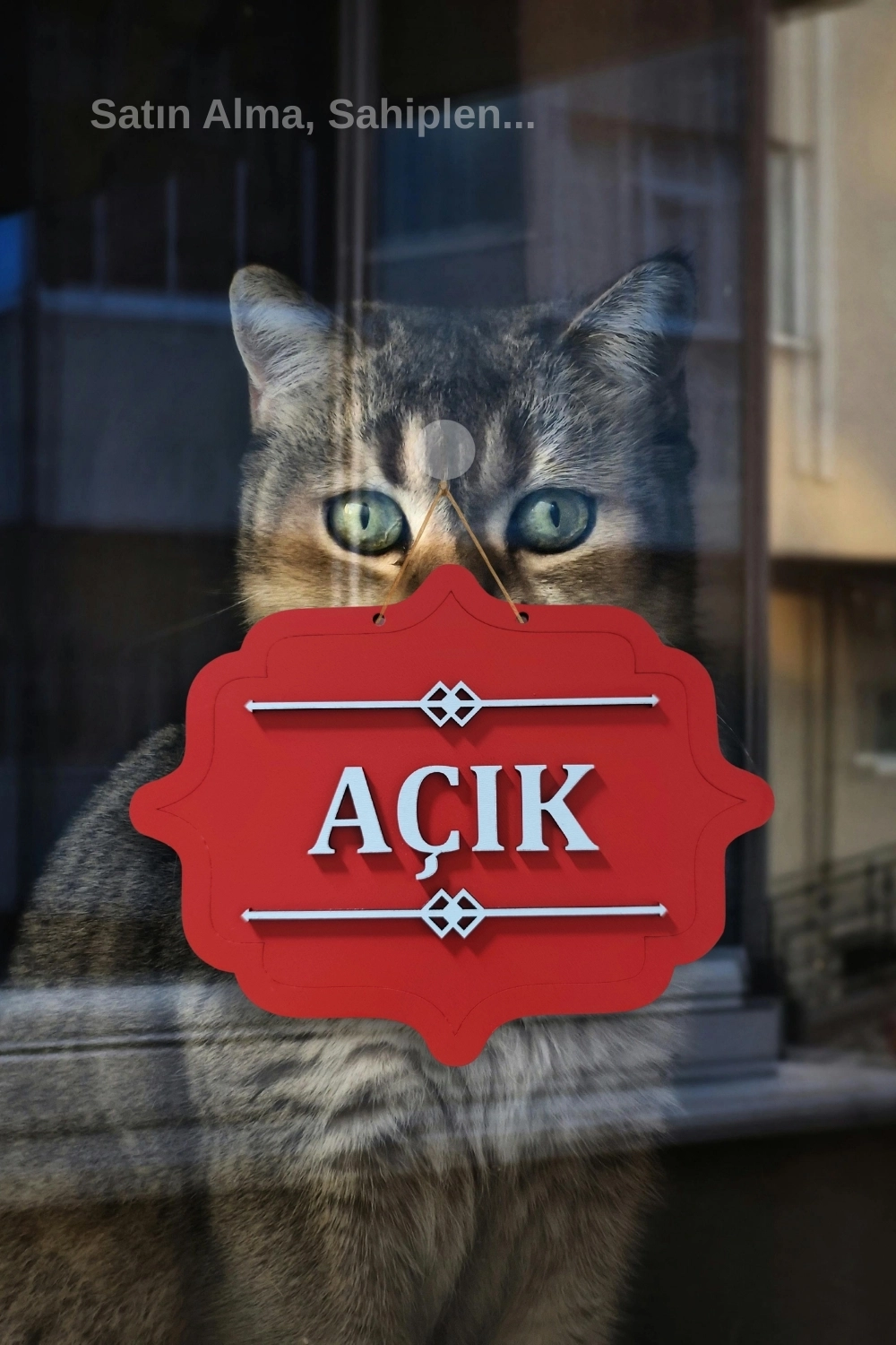 Ahşap Dekoratif Kesim Açık-Kapalı Yazısı -Kırmızı