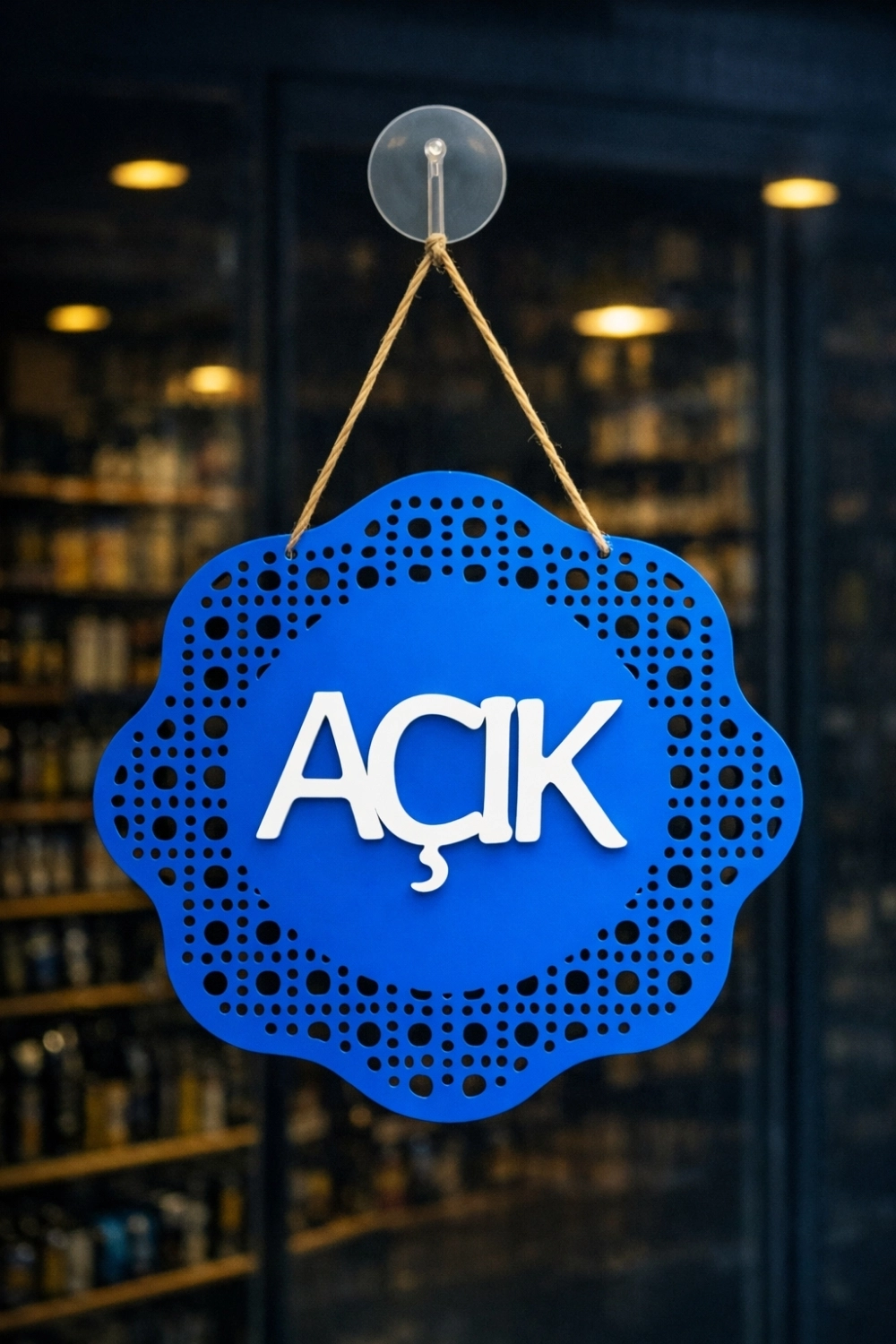 Hazeran Rattan Desenli Modern Açık/Kapalı Tabelası - Saks