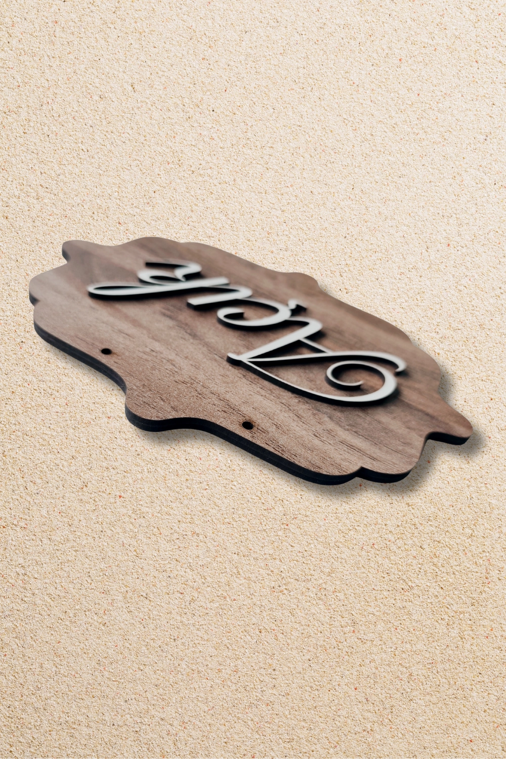 Ahşap Dekoratif Kesim Hattat Fontlu Açık-Kapalı Yazısı