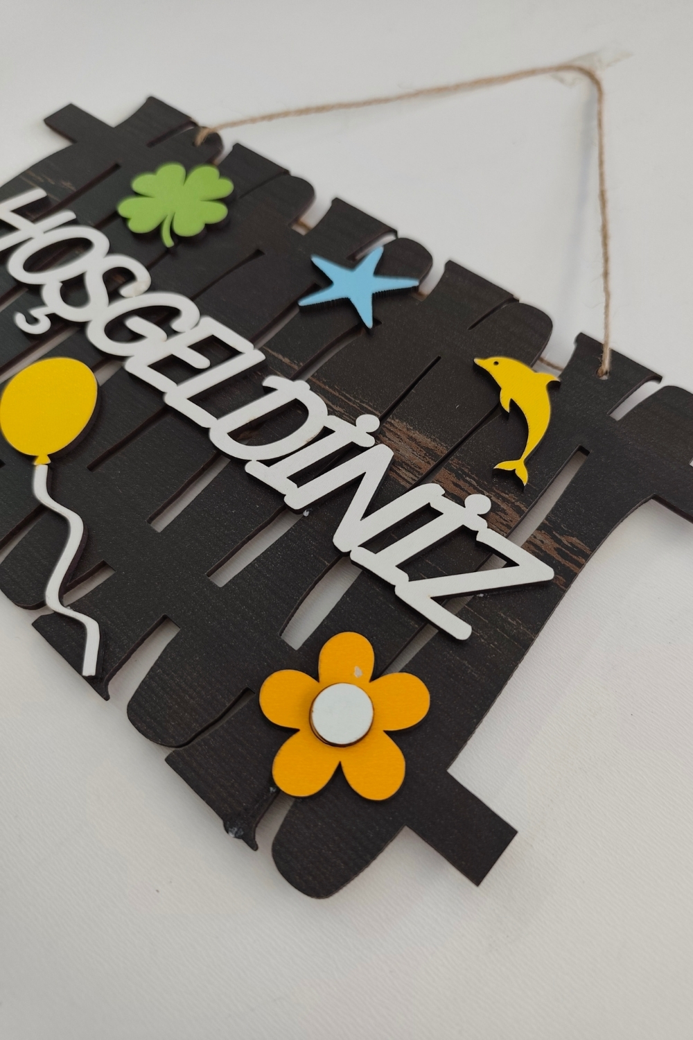 Hoşgeldiniz Yazılı Bahçe Çiti Mdf Lazer Kesim Kapı ve Duvar Süsü - Rebap Ahşap