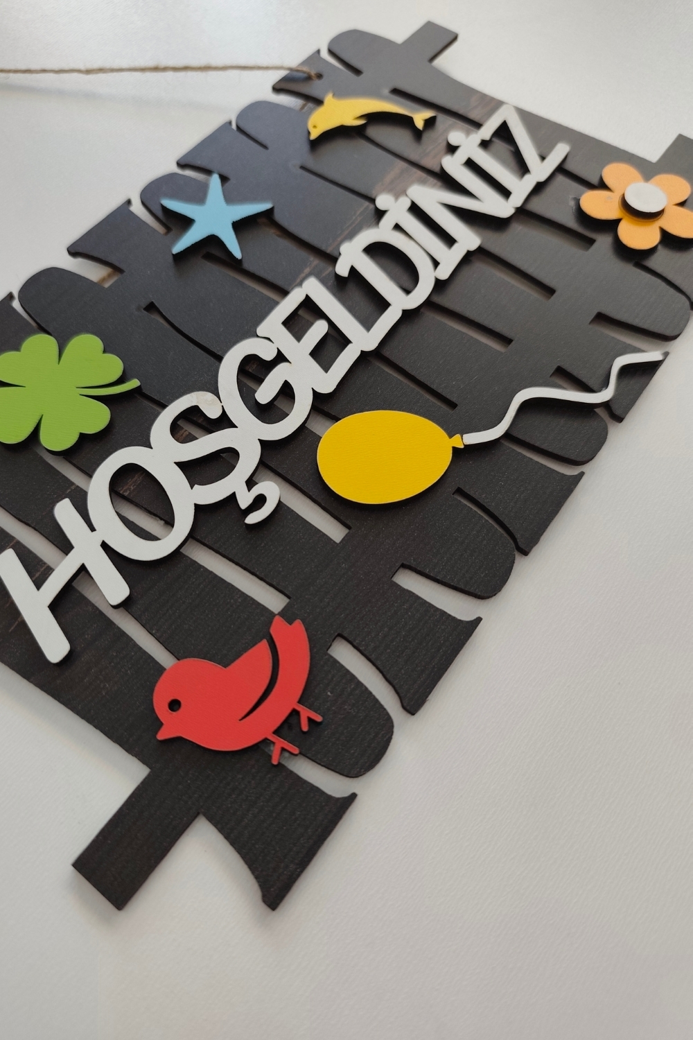 Hoşgeldiniz Yazılı Bahçe Çiti Mdf Lazer Kesim Kapı ve Duvar Süsü - Rebap Ahşap