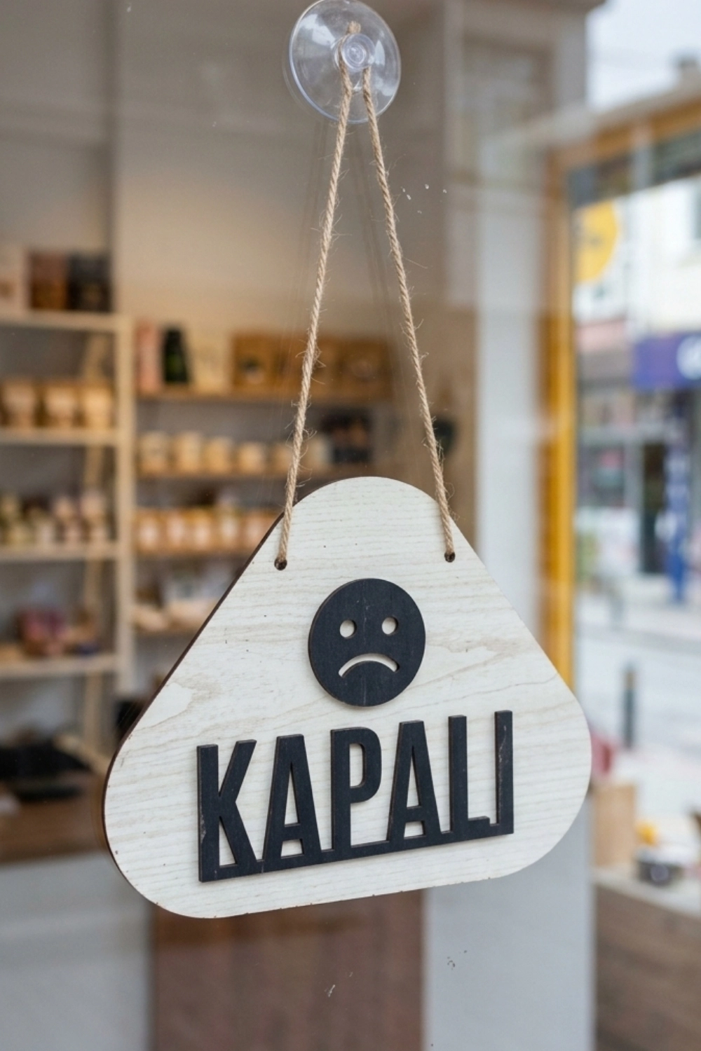Ahşap Lazer Kesim Emoji Figürlü Açık-Kapalı Tabelası - Akçaağaç