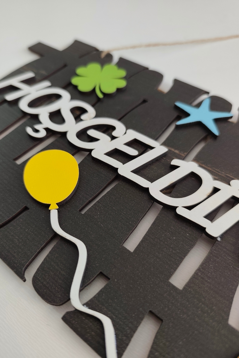 Hoşgeldiniz Yazılı Bahçe Çiti Mdf Lazer Kesim Kapı ve Duvar Süsü - Rebap Ahşap