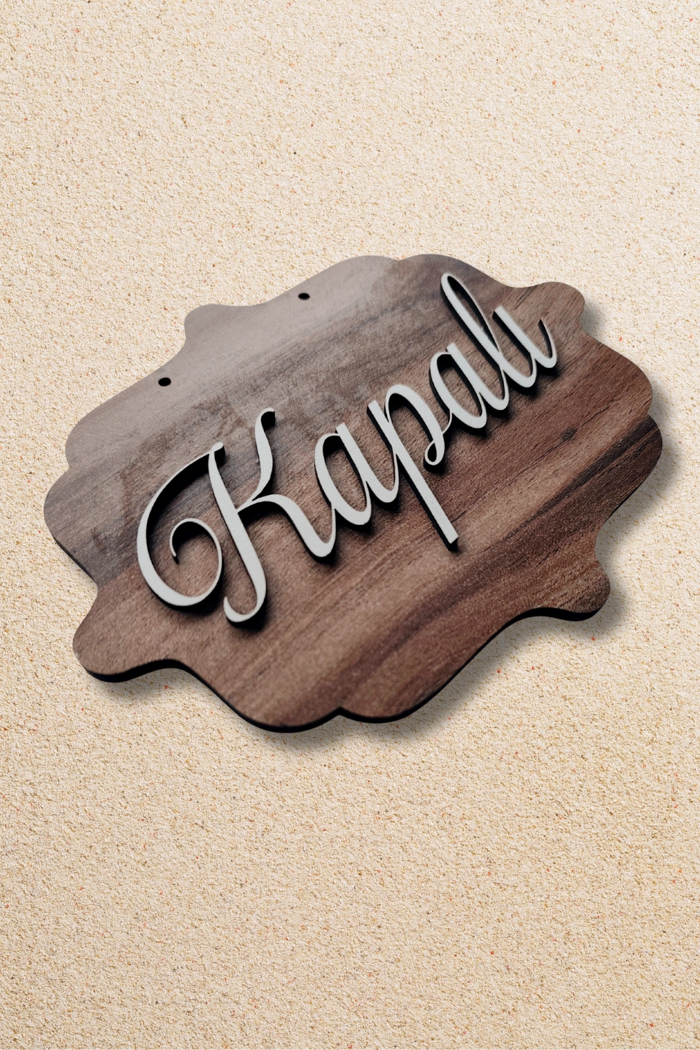 Ahşap Dekoratif Kesim Hattat Fontlu Açık-Kapalı Yazısı