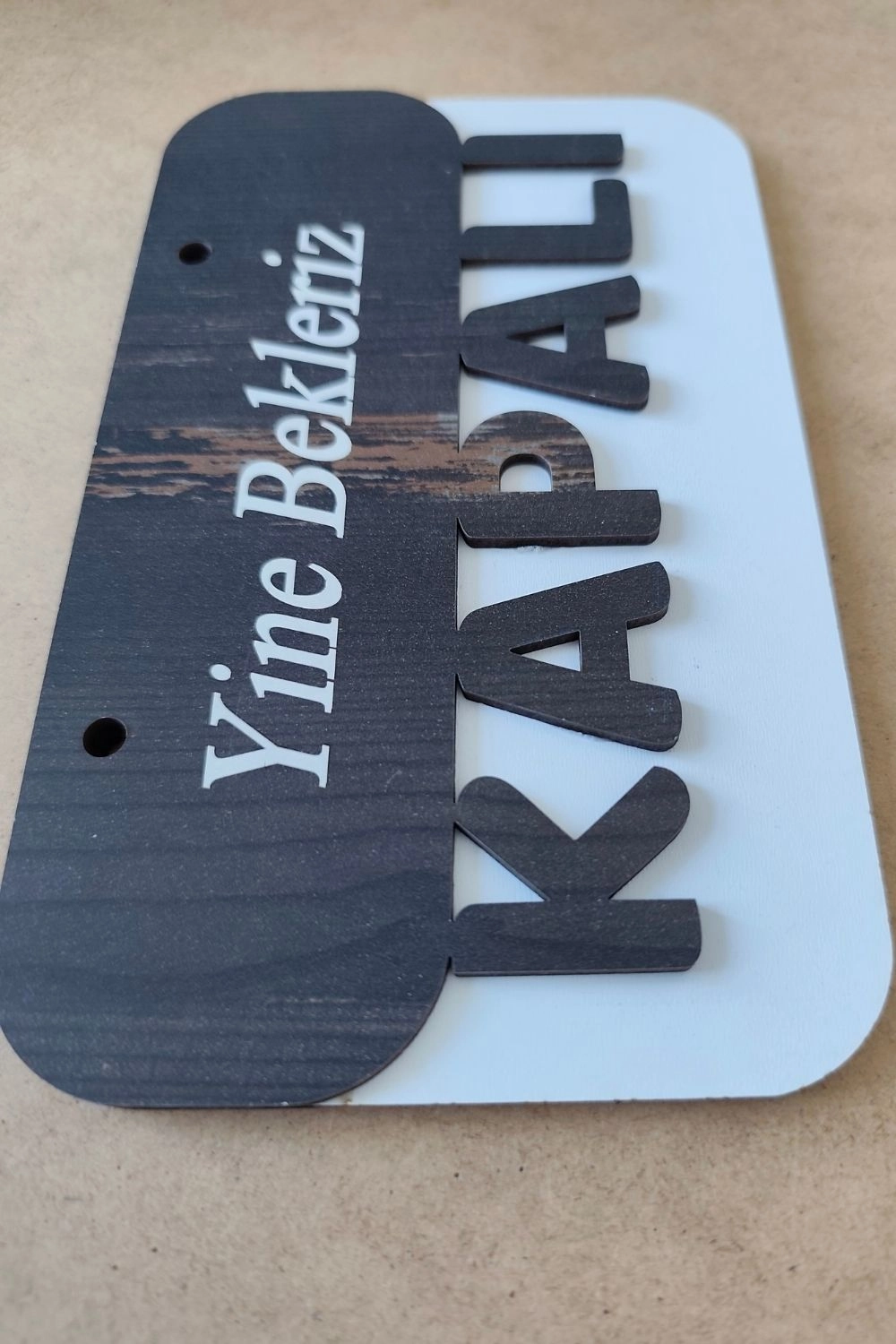 3 Katlı Modern Açık/Kapalı Tabelası  - Rebap Ahşap
