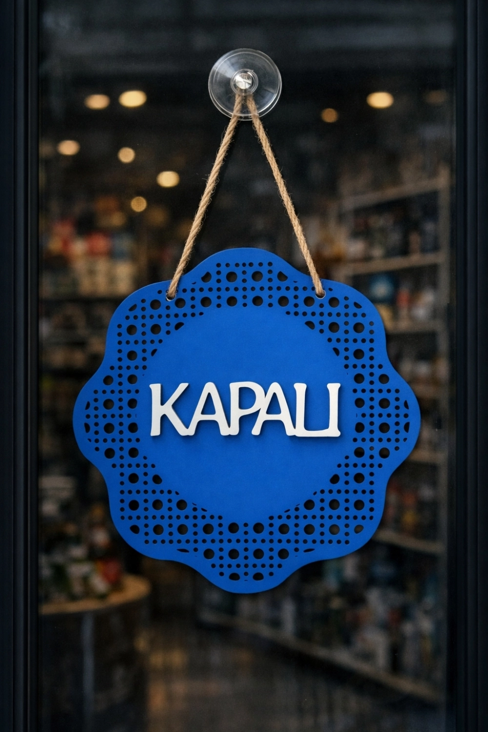 Hazeran Rattan Desenli Modern Açık/Kapalı Tabelası - Saks