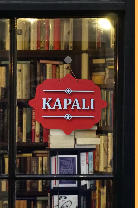 Ahşap Dekoratif Kesim Açık-Kapalı Yazısı -Kırmızı