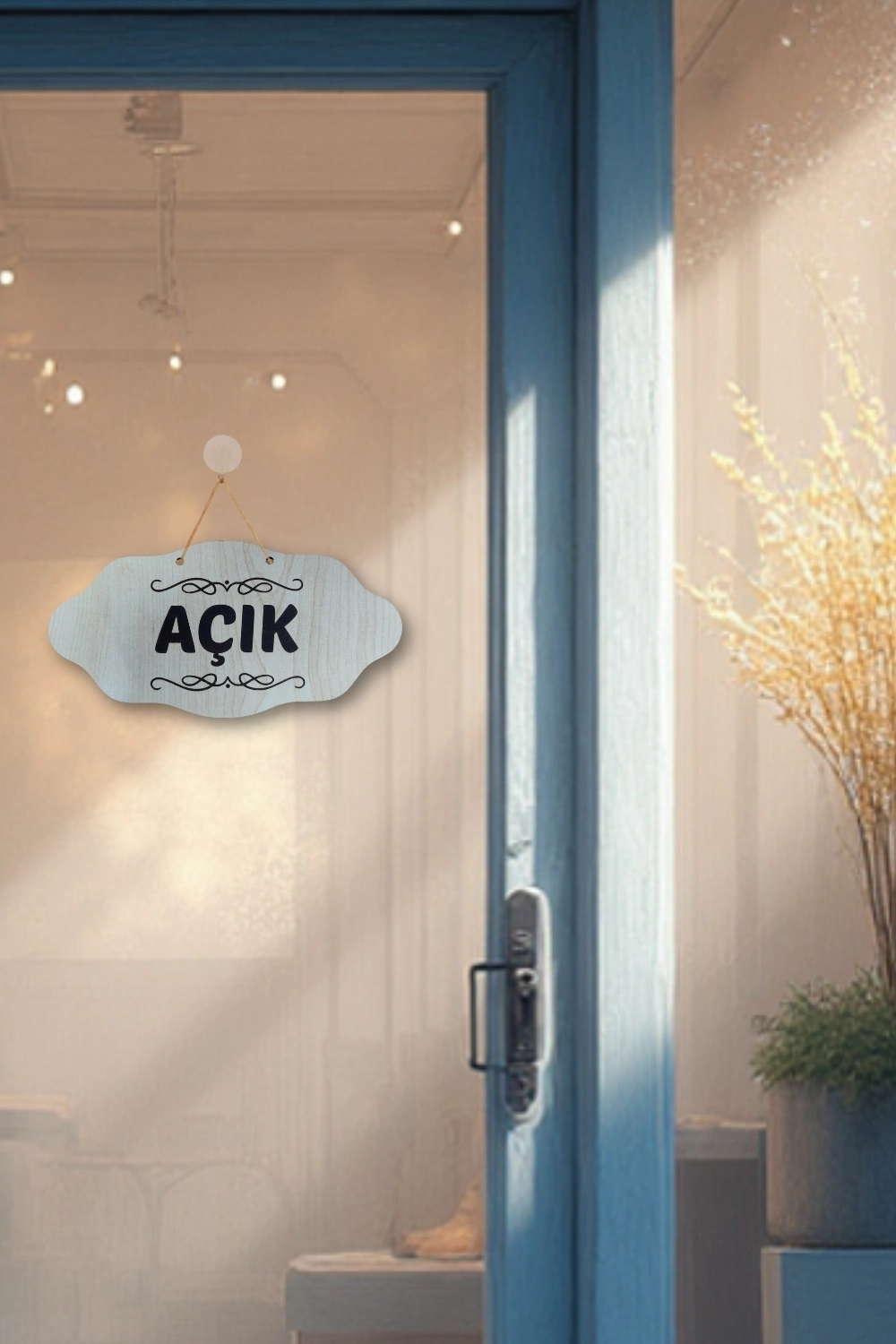 Dekoratif AÇIK-KAPALI Tabelası – Jüt İp ve Vantuz Hediyeli - Akçaağaç