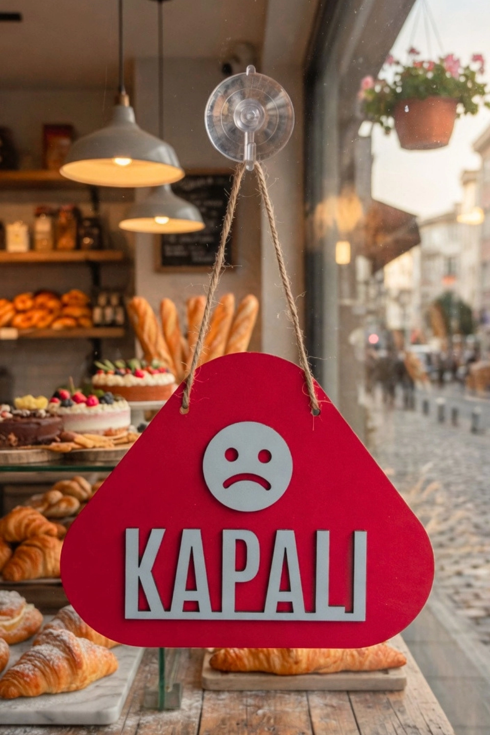 Ahşap Lazer Kesim Emoji Figürlü Açık-Kapalı Tabelası - Kırmızı
