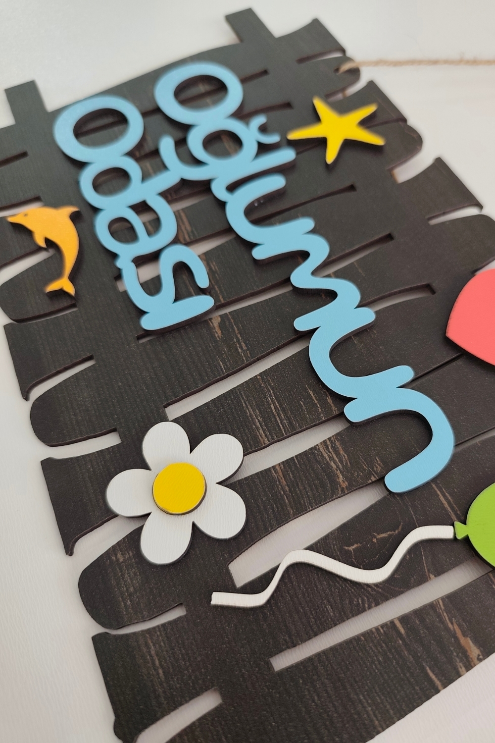 Oğlumun Odası Yazılı Bahçe Çit Figürlü Mdf Lazer Kesim Kapı ve Duvar Süsü - Rebap Ahşap