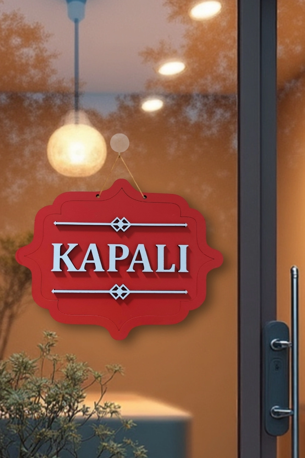 Ahşap Dekoratif Kesim Açık-Kapalı Yazısı -Kırmızı