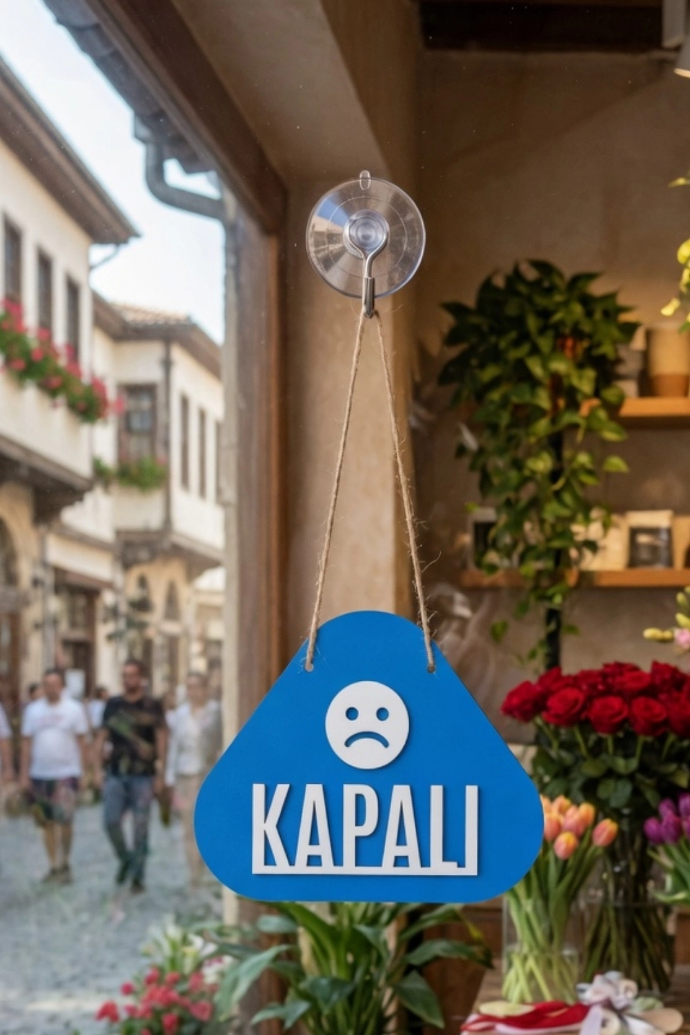 Ahşap Lazer Kesim Emoji Figürlü Açık-Kapalı Tabelası - Saks
