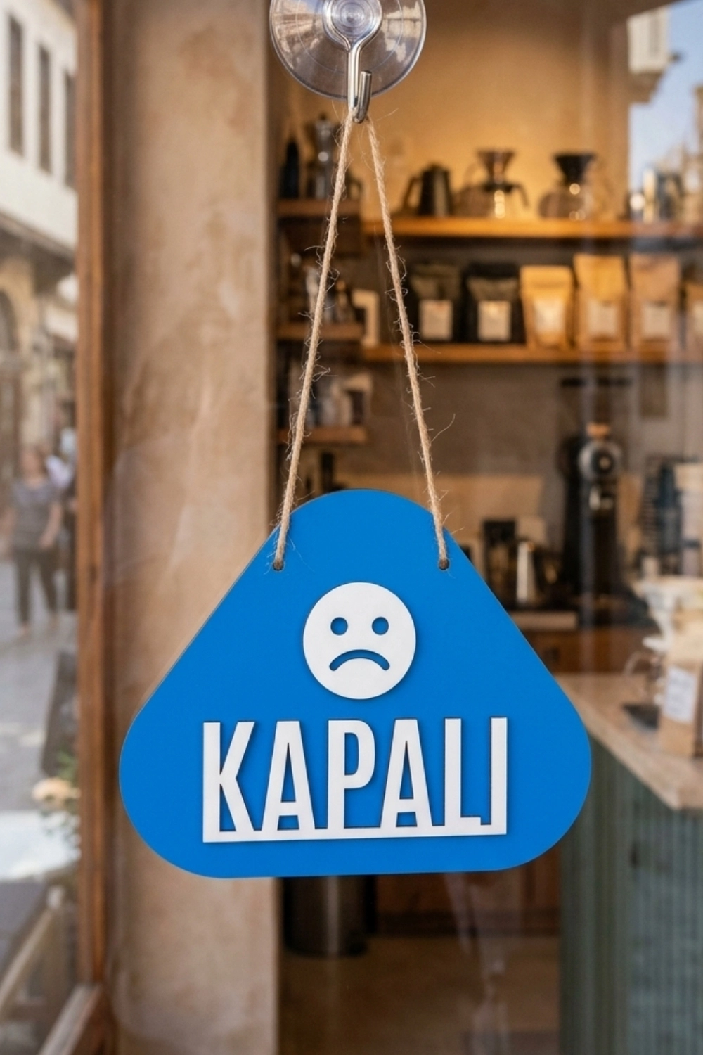 Ahşap Lazer Kesim Emoji Figürlü Açık-Kapalı Tabelası - Saks