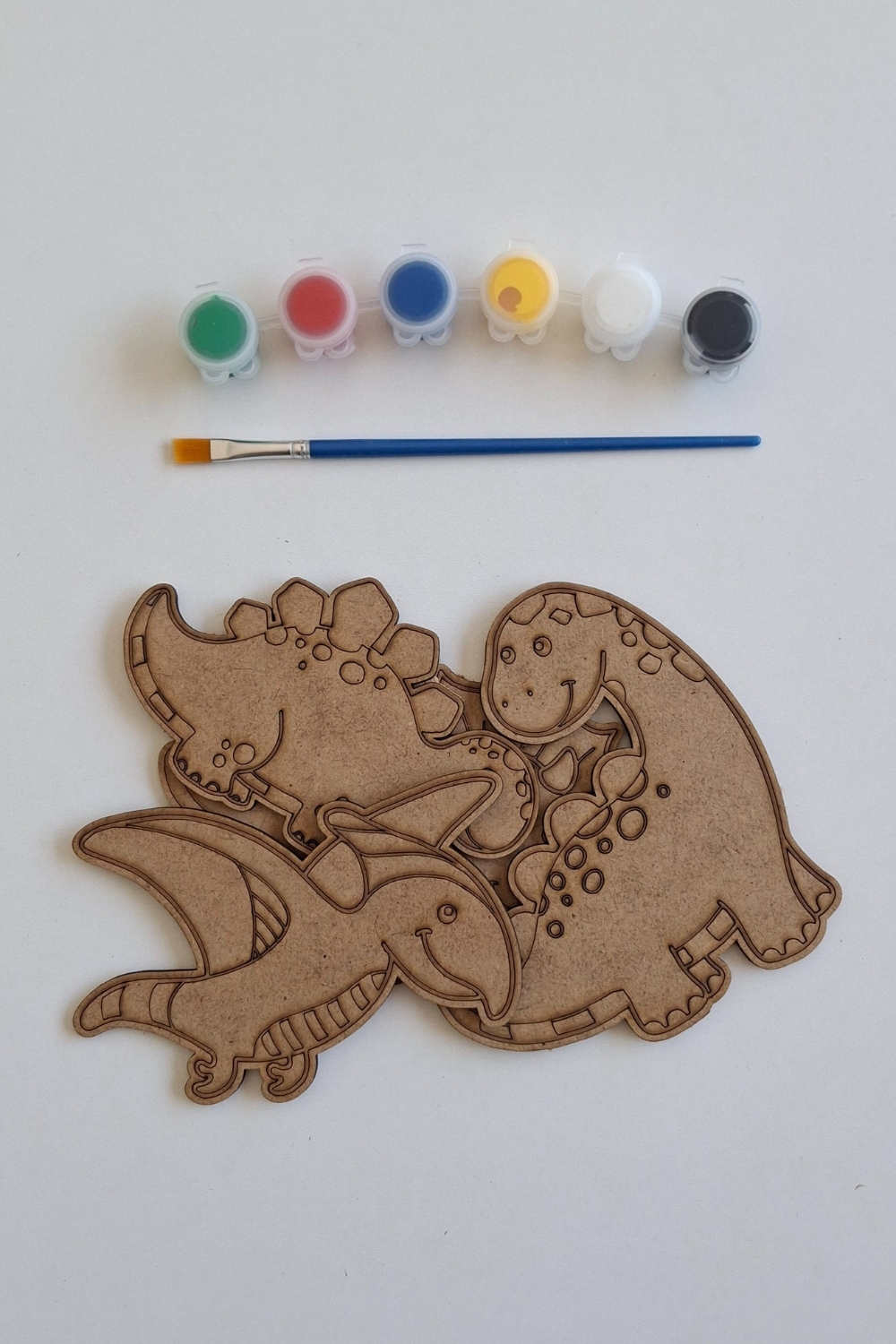 Boya, Eğlen, Keşfet - Çocuklar İçin Eğitici 4 Adet Dinazorlar Ahşap Boyama Seti