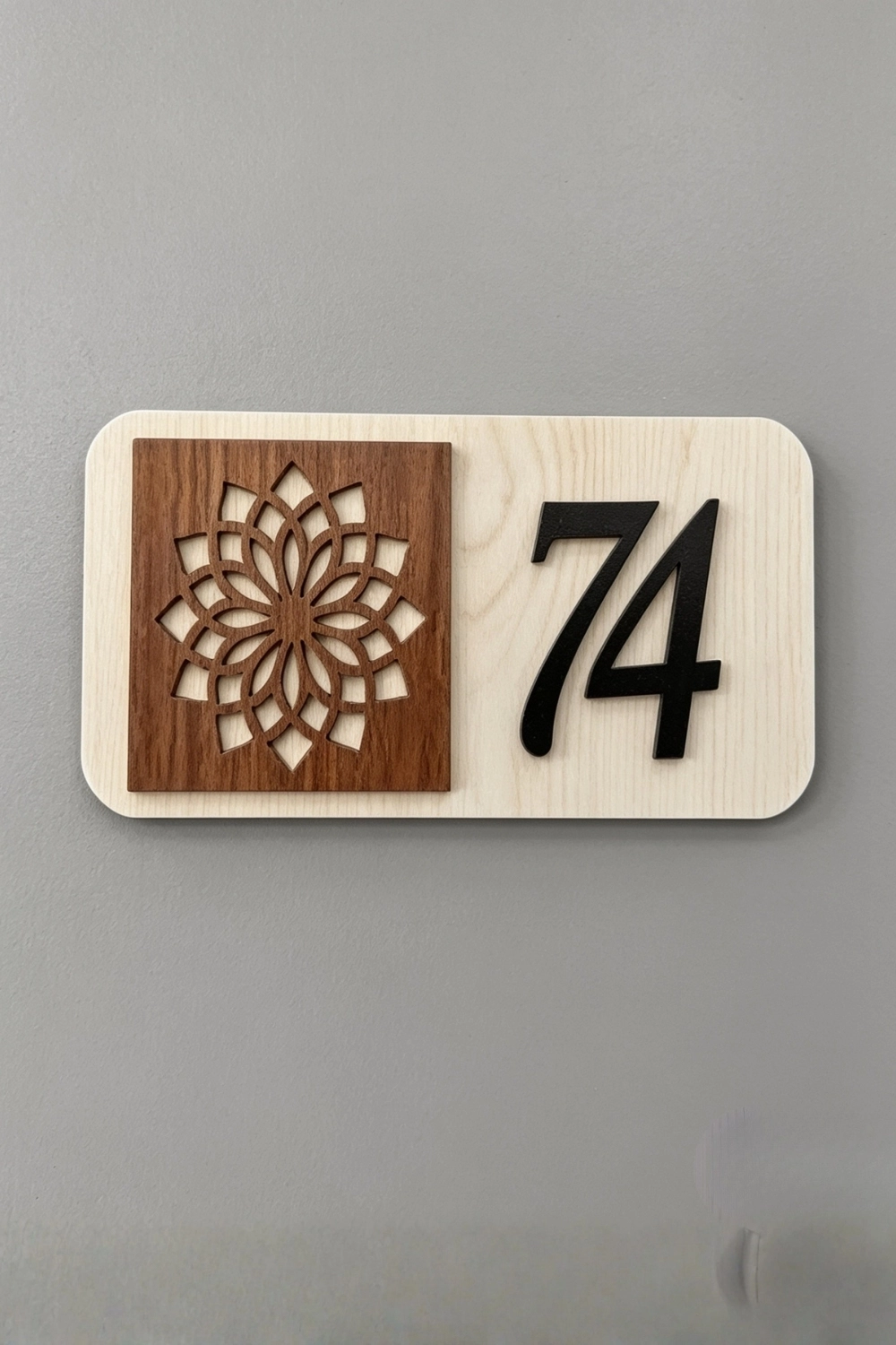 Kişiye Özel 12’li Modern Ahşap Kapı Numarası Seti | 3 mm MDF Lazer Kesim - Ceviz