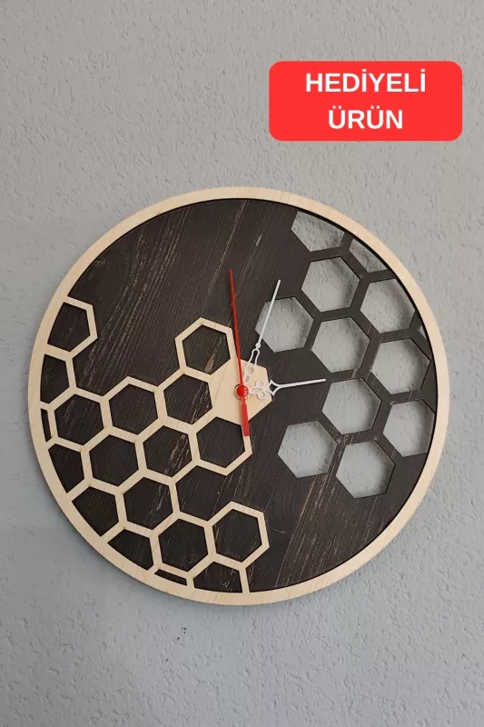 Geometrik Modern Ahşap Lazer Kesim 2D Mdf Duvar Saati