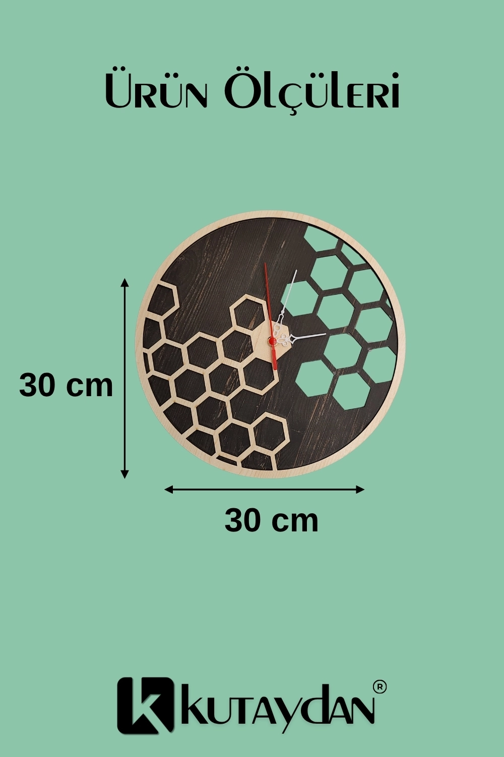 Geometrik Modern Ahşap Lazer Kesim 2D Mdf Duvar Saati