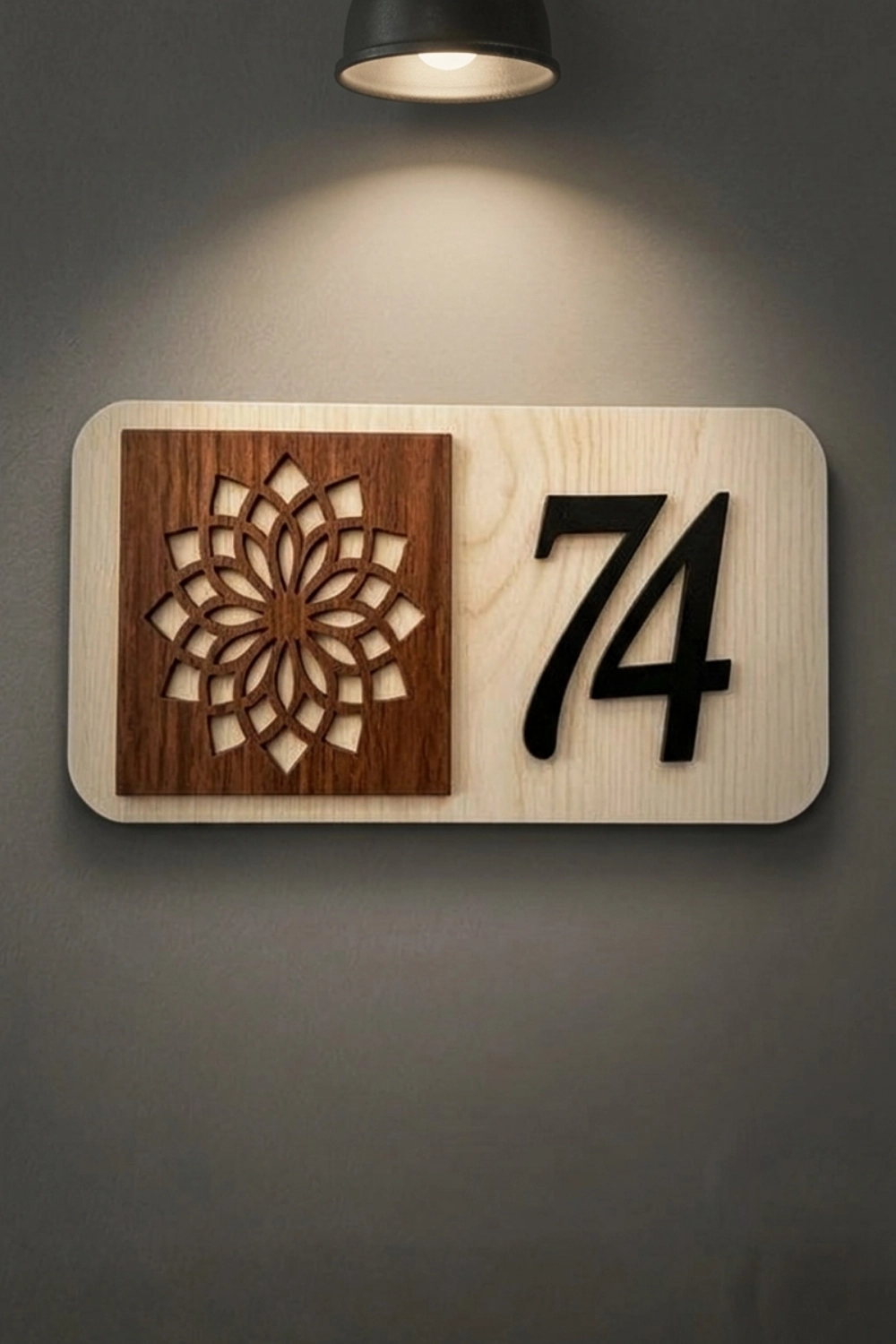 Kişiye Özel 12’li Modern Ahşap Kapı Numarası Seti | 3 mm MDF Lazer Kesim - Ceviz