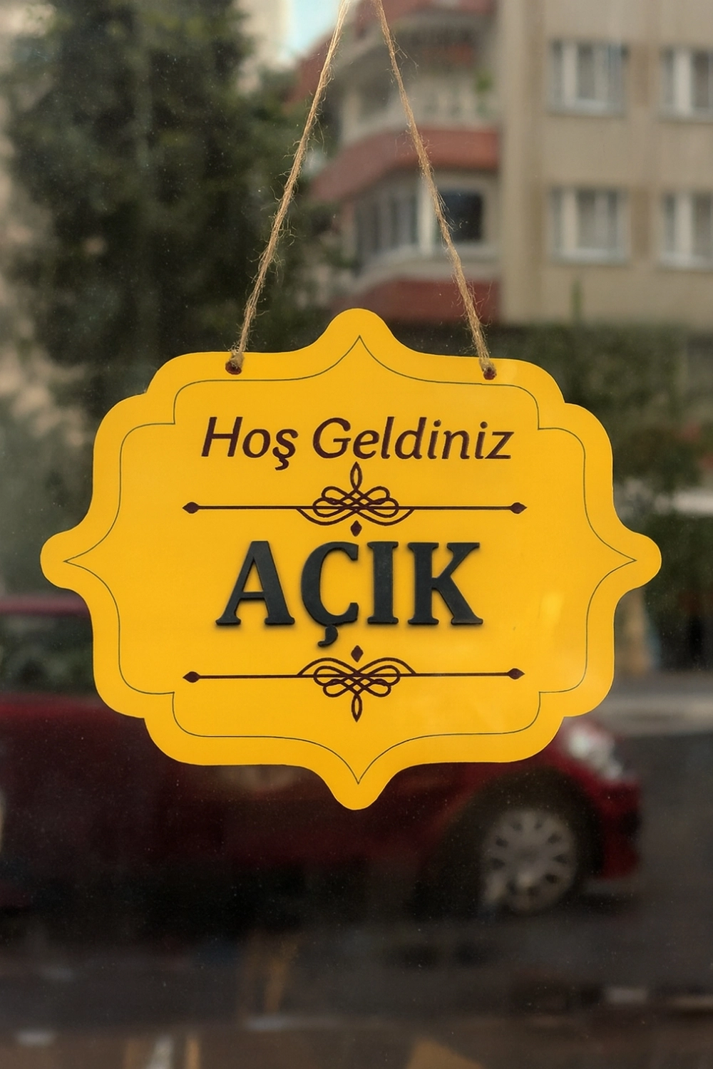 Ahşap Dekoratif Kesim Açık-Kapalı Yazısı - Turuncu