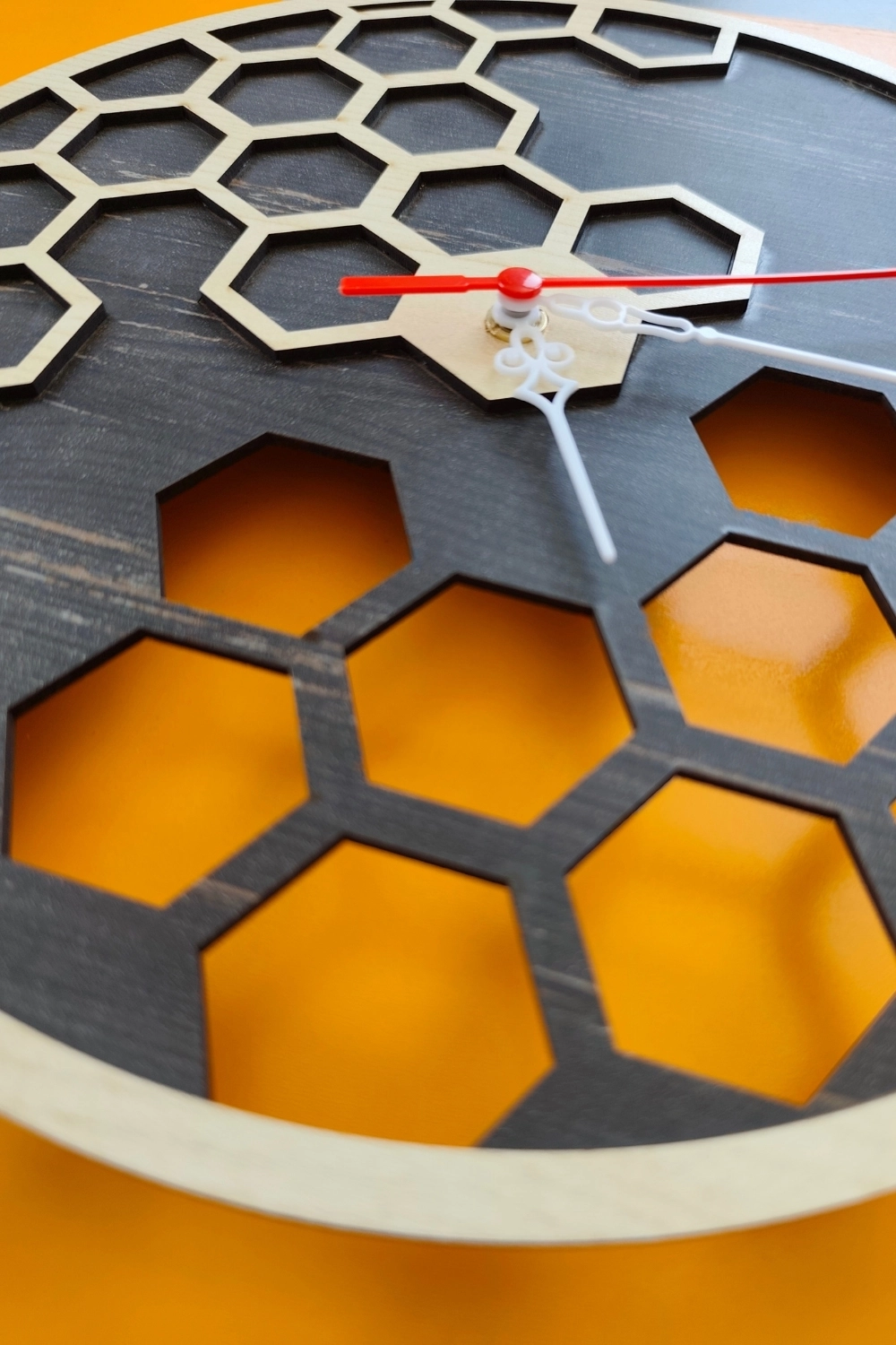 Geometrik Modern Ahşap Lazer Kesim 2D Mdf Duvar Saati