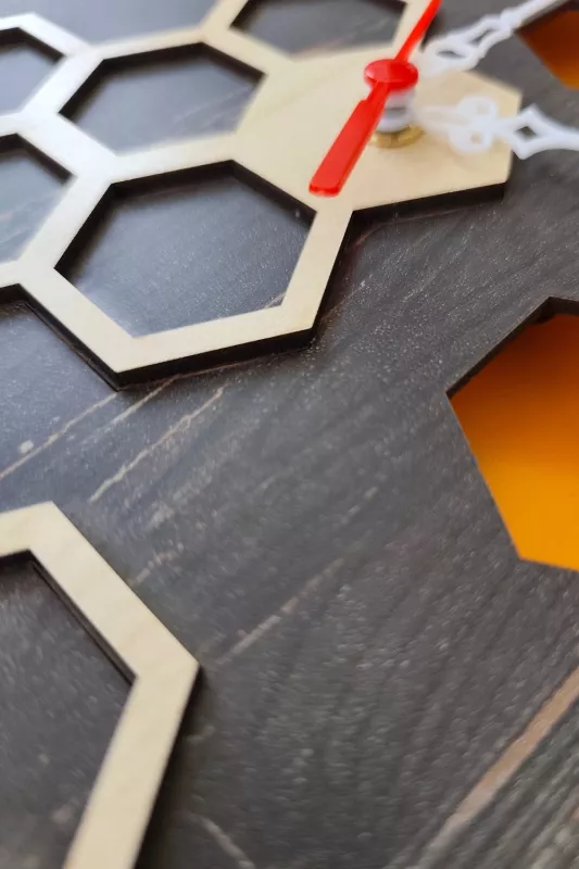 Geometrik Modern Ahşap Lazer Kesim 2D Mdf Duvar Saati