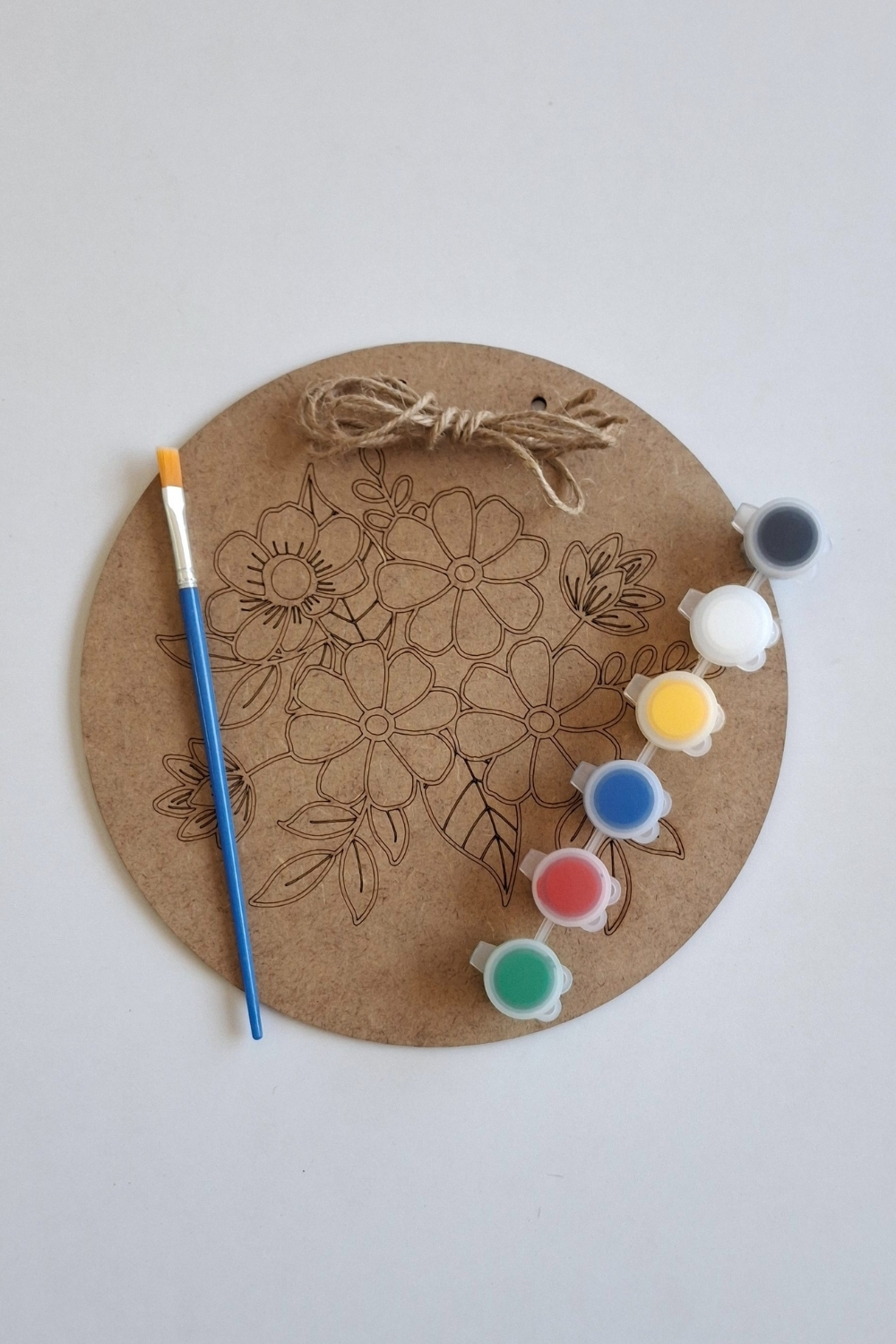 Hobi ve Dekor İçin Çiçek Figürlü Ahşap Boyama Seti - Fırça ve Akrilik Boya Hediyeli