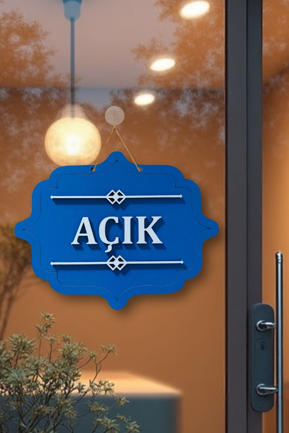 Ahşap Dekoratif Kesim Açık-Kapalı Yazısı -Saks