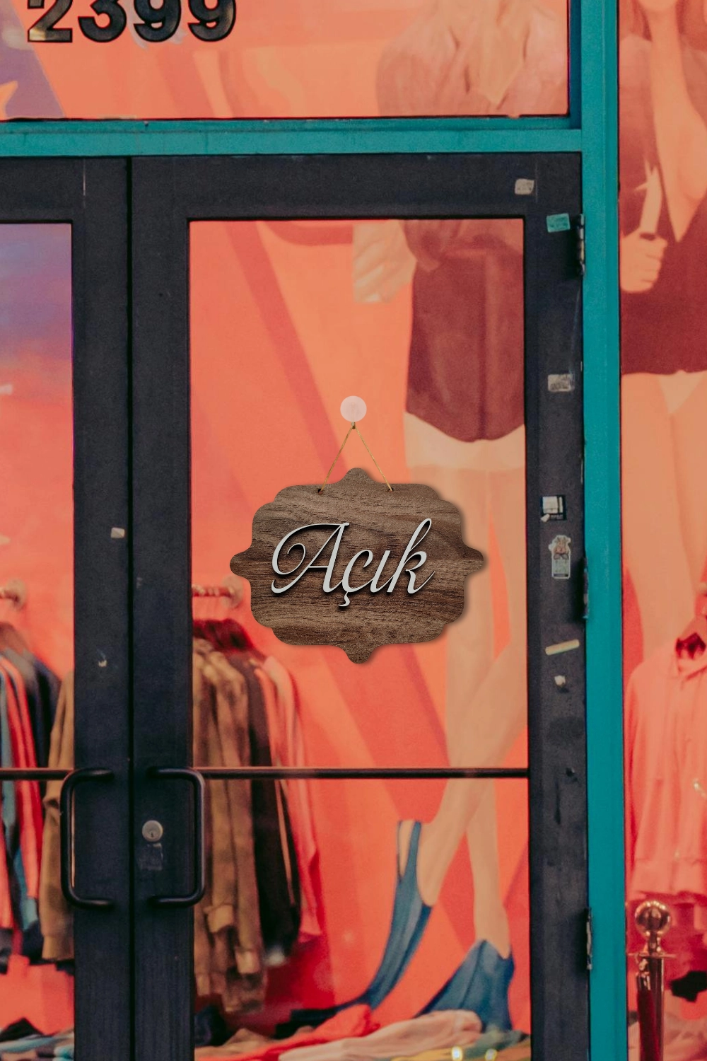 Ahşap Dekoratif Kesim Hattat Fontlu Açık-Kapalı Yazısı