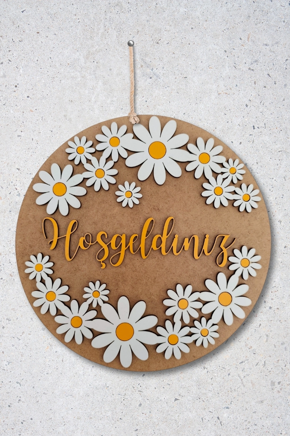 Dekoratif Haşgeldiniz Papatya Motifli Desenli Kapı ve Duvar Süsü