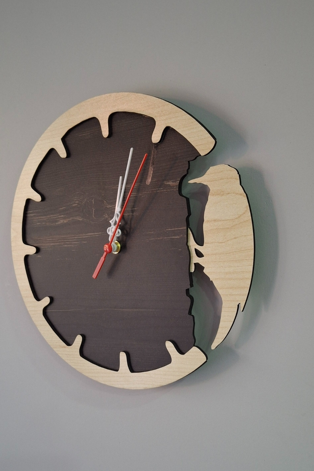 Kutaydan Ağaçkakan Figürlü Birinci Sınıf Lazer Kesim Mdf Duvar Saati - Rebap Ahşap