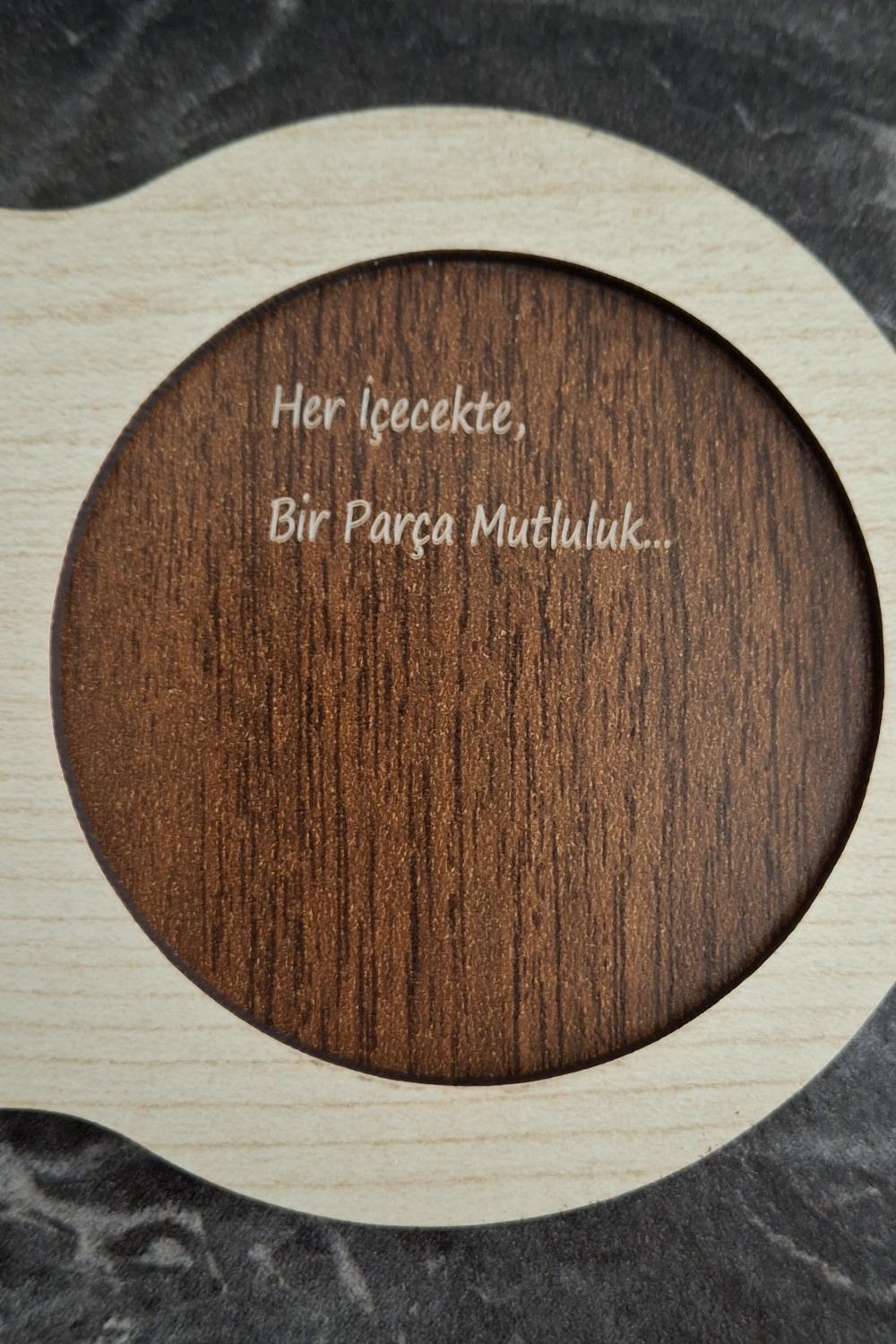 Kutaydan 6 Adet Ahşap Lazer Kesim Birinci Sınıf Mdf Kahve ve Bardak Altlığı