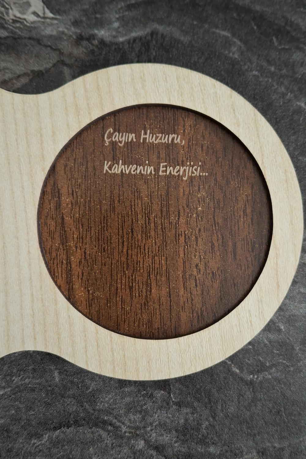Kutaydan 6 Adet Ahşap Lazer Kesim Birinci Sınıf Mdf Kahve ve Bardak Altlığı