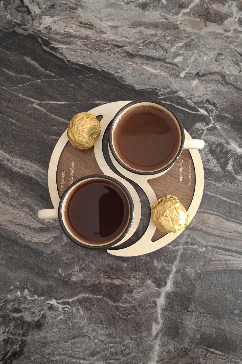 Kutaydan 6 Adet Ying Yang Ahşap Lazer Kesim Kahve ve Bardak Altlığı
