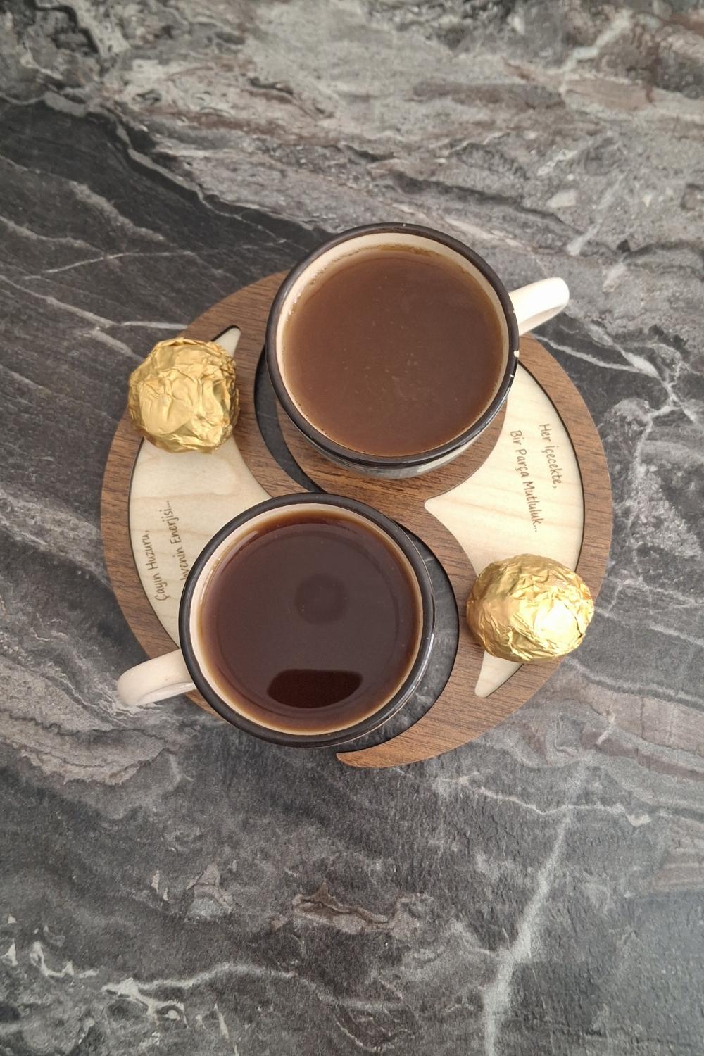 Kutaydan 6 Adet Ying Yang Ahşap Lazer Kesim Kahve ve Bardak Altlığı
