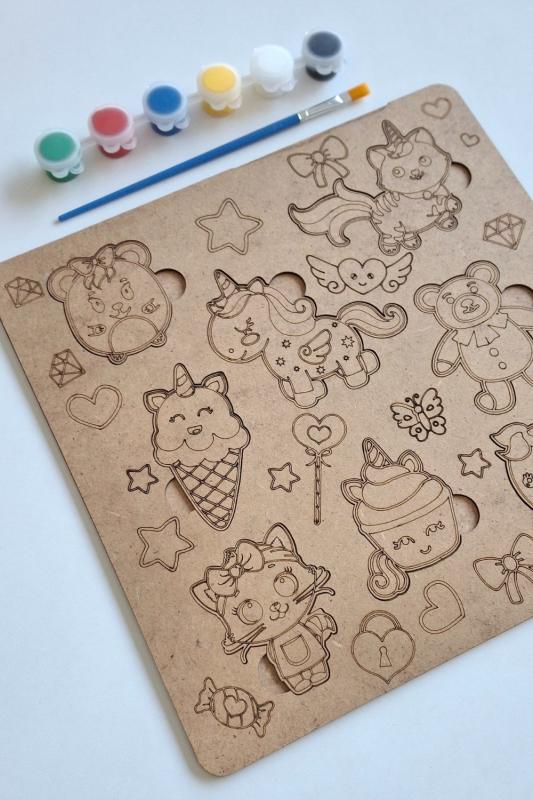 Çocuklar İçin Zeka ve Beceri Geliştiren Ahşap Boyama Puzzle Seti