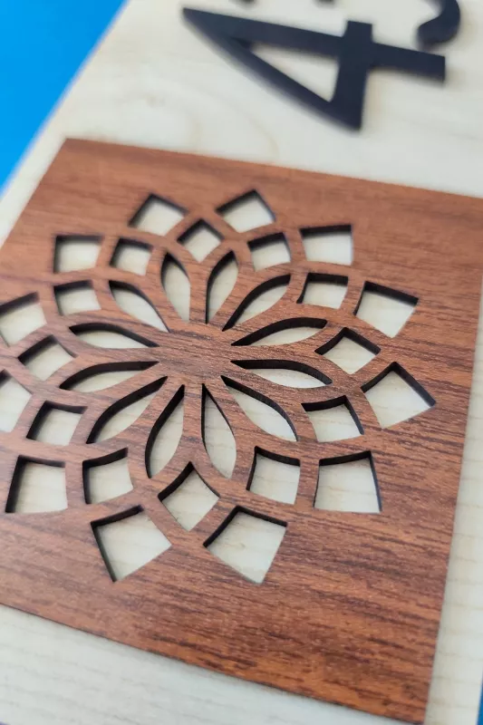 Kişiye Özel 12’li Modern Ahşap Kapı Numarası Seti | 3 mm MDF Lazer Kesim - Ceviz